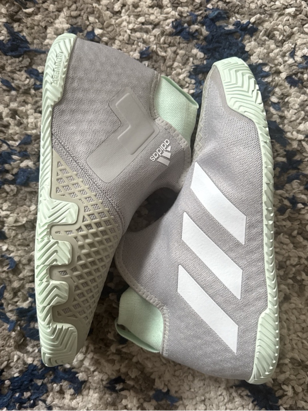 Adidas Stycon Laceless HC 'Grey Dash Green' New, size 9.5
